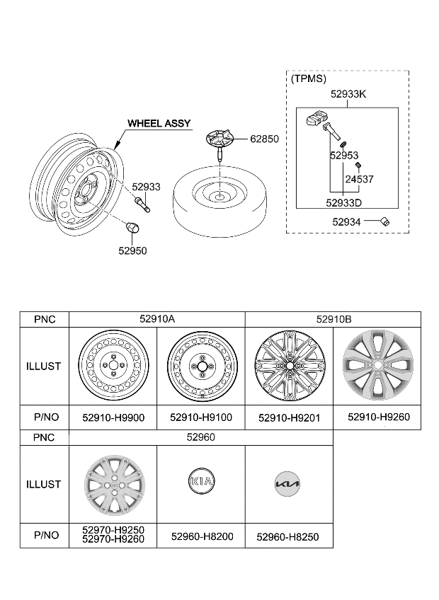 52970H9250 Genuine Kia Cap AssemblyWheel Hub