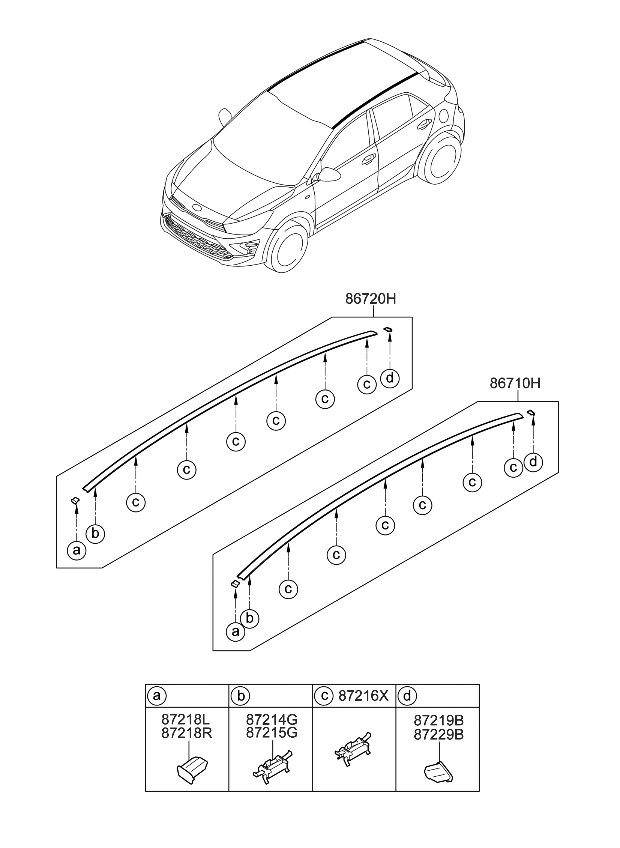 Kia 87217H8000 Clip 1-Roof Moulding