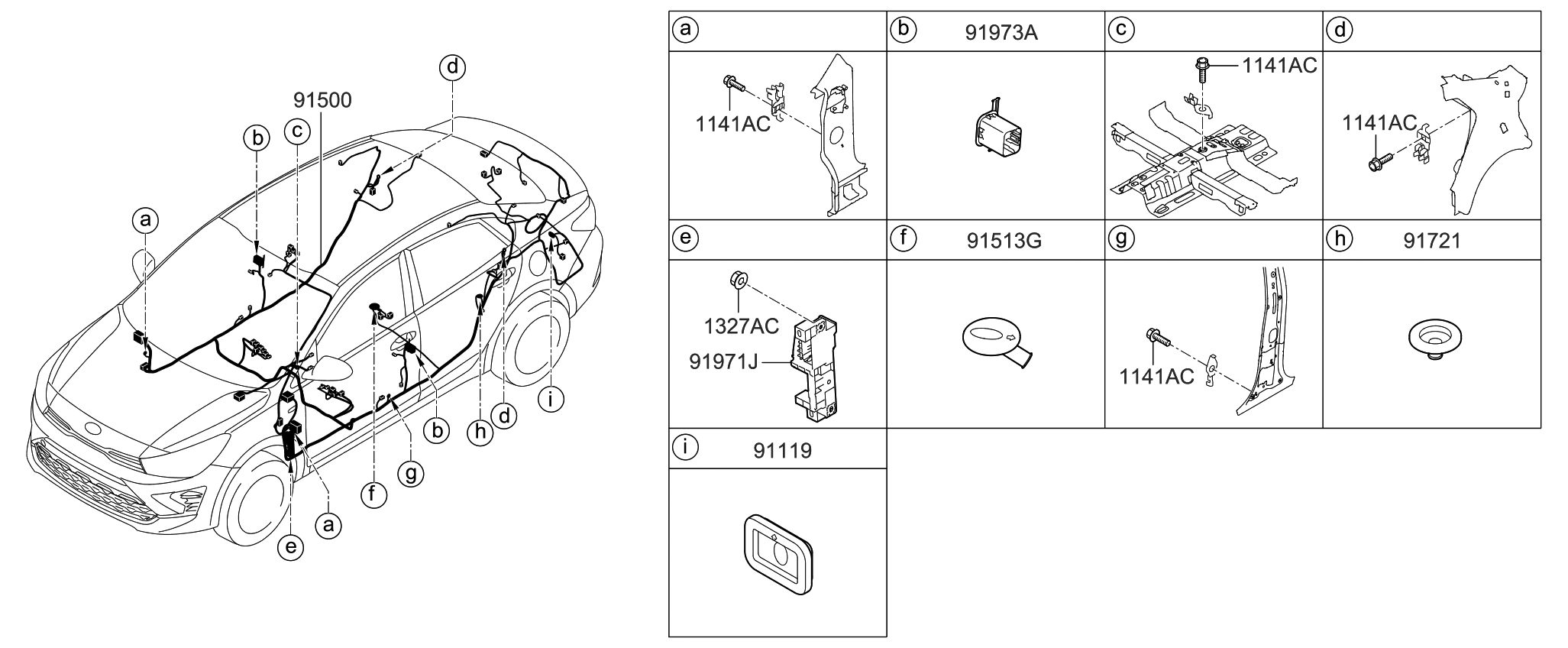 Kia 91310H9010 Wiring Assembly-Floor