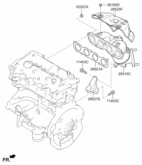 2021 Kia Soul Exhaust Manifold Catalytic Assembly Diagram for 285102EJN0