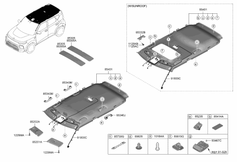 2020 Kia Soul Sunvisor Assembly Left Diagram for 85210K0020HGC