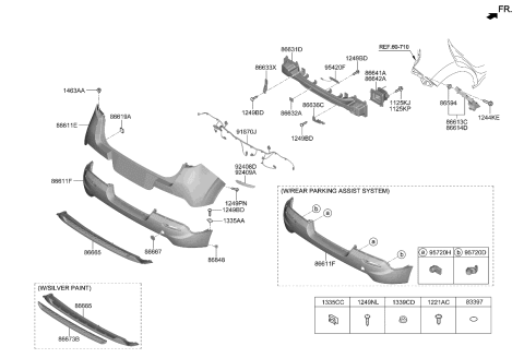 2021 Kia Soul Bracket-Rr Bumper Si Diagram for 86652K0000