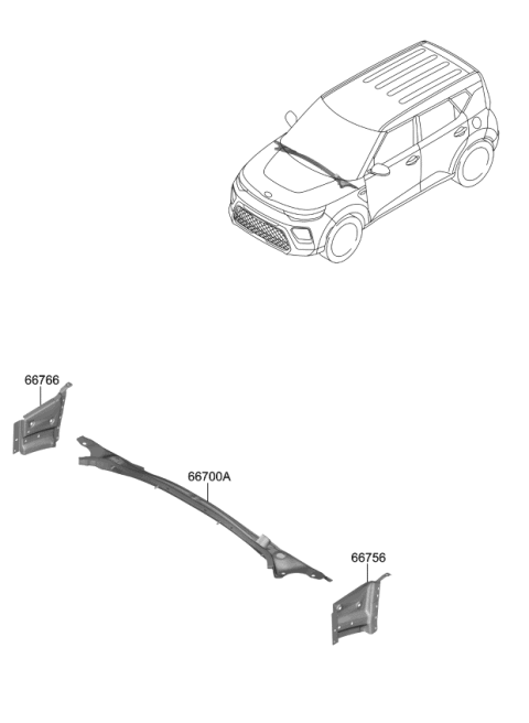 2021 Kia Soul Cowl Panel Diagram