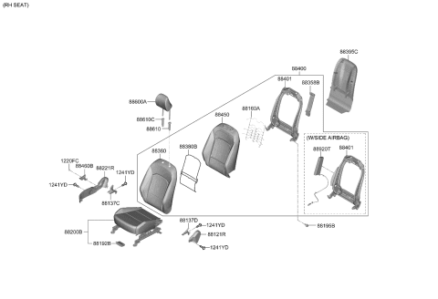 2020 Kia Soul Back Assembly-Fr Seat,RH Diagram for 88400K0590SM6
