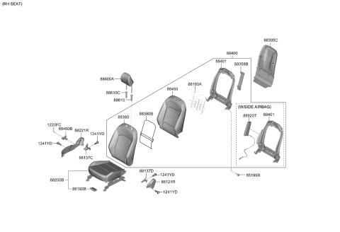 2020 Kia Soul Front Back Covering Assembly Diagram for 88460K0000SM6