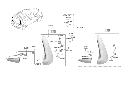 2020 Kia Soul Lamp Assembly-Rear Comb Diagram for 92403K0000