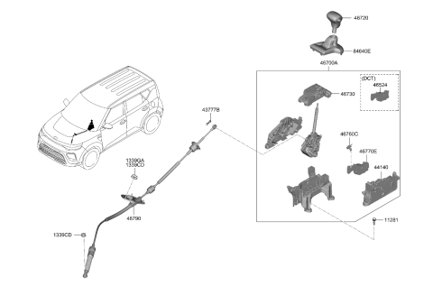 2020 Kia Soul Boot Assembly-Shift LEVE Diagram for 84645K0000WK