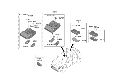 2021 Kia Soul Lens-Overhead CONSOL Diagram for 92802M6000HGC