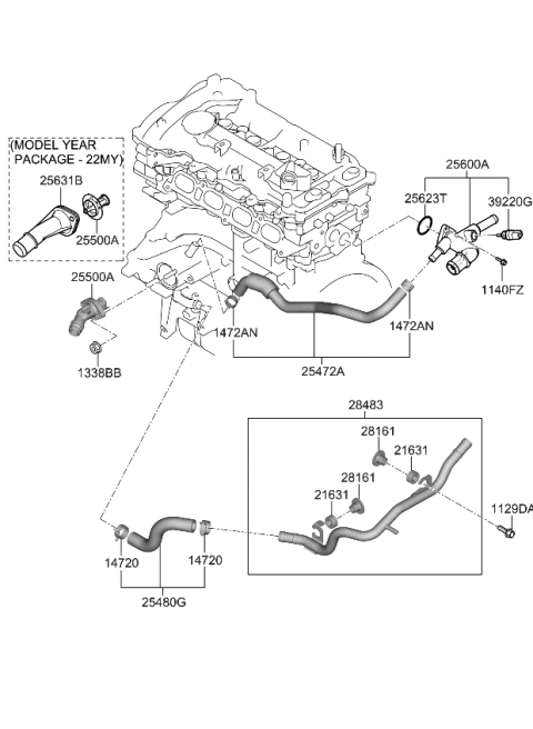 2022 Kia Soul Coolant Pipe & Hose Diagram 2