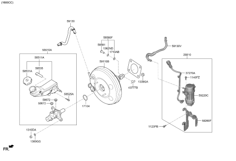 2020 Kia Soul Hose Assembly-Vacuum Diagram for 59130J9150