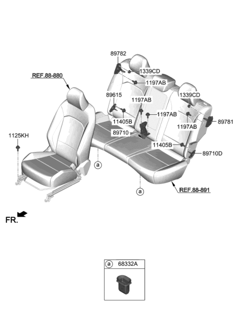 2020 Kia Soul Hinge Assy-Rear Seat Diagram for 89T10K0000