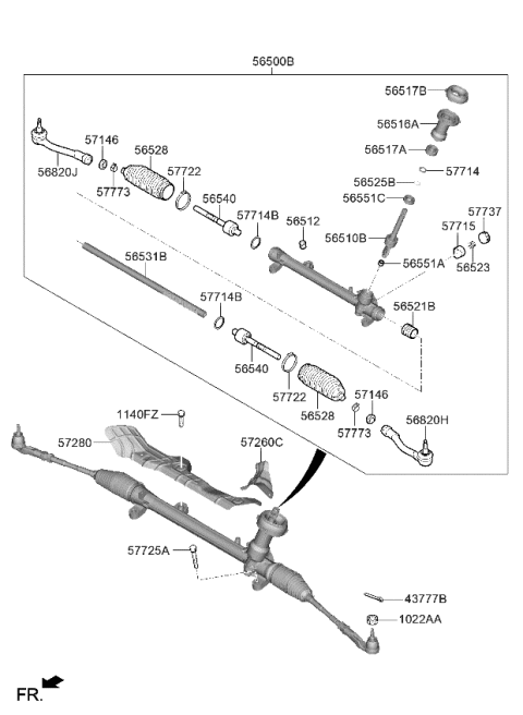 2022 Kia Soul Rack-Steering Gear B Diagram for 56531K0100