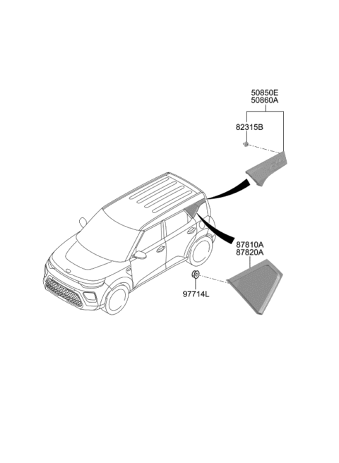 2022 Kia Soul GARNISH Assembly-CPILLA Diagram for 87860K0000