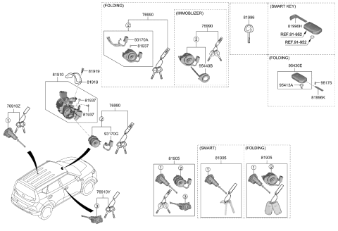 2022 Kia Soul KEY & CYLINDER SET-L Diagram for 81905K0110