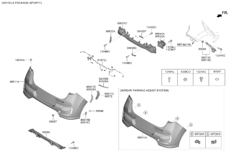 2021 Kia Soul Rear Bumper Upper Cover Diagram for 86610K0620