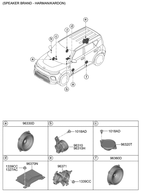 2021 Kia Soul Front Door Speaker Assembly Diagram for 96330M6200