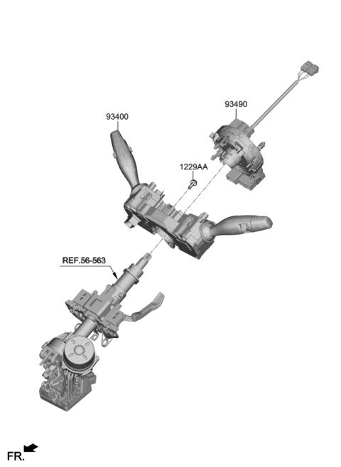 2022 Kia Soul Clock Spring Contact Assembly Diagram for 93490J3240