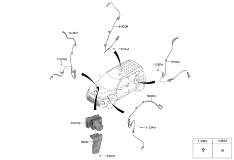 2021 Kia Soul Cable Assembly-ABSEXT,L Diagram for 58950K0000