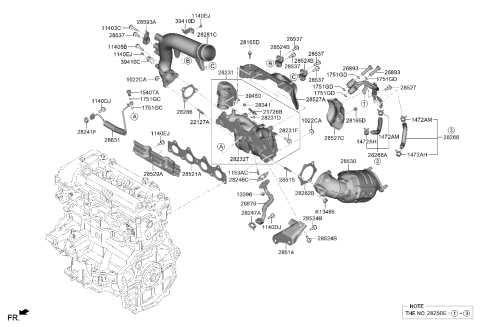 2022 Kia Soul Gasket-TURBOCHANGER Oil Feed Diagram for 282412B700