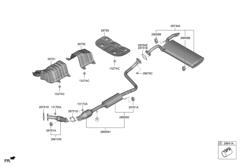 2020 Kia Soul Center Muffler Assembly Diagram for 28650K0500