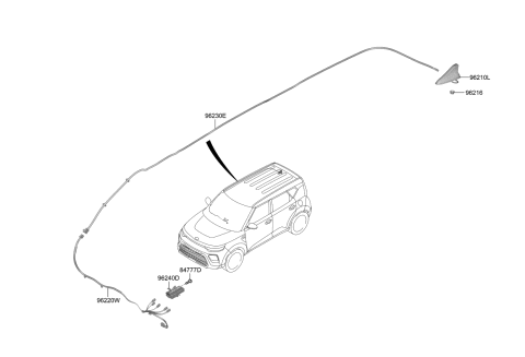 2020 Kia Soul Combination Antenna Assembly Diagram for 96210K0000EB