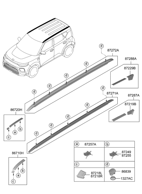 2021 Kia Soul Rack Assembly-Roof,LH Diagram for 87270K0000AAL
