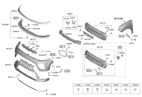 2020 Kia Soul Cover-Fr Bumper,LWR Diagram for 86512K0000