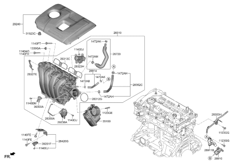 2021 Kia Soul Body Assembly-Throttle Diagram for 351002E410