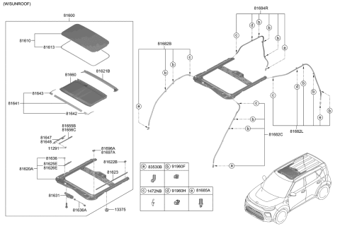 2021 Kia Soul Spring Base Assembly-Sun Diagram for 81694H8000