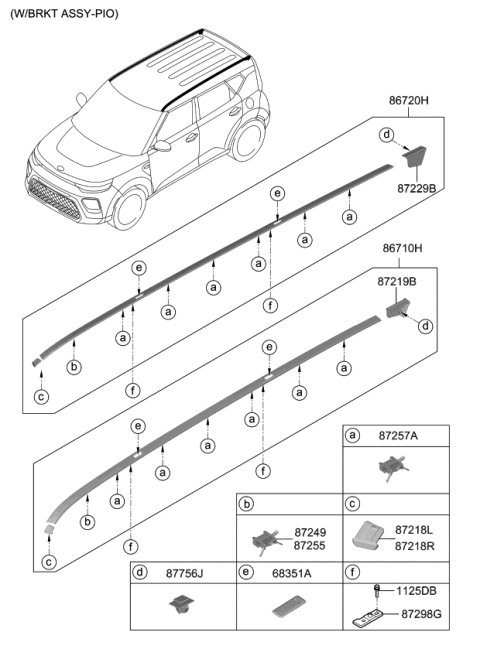 2020 Kia Soul Clip-Side Garnish Mounting Diagram for 877752E000