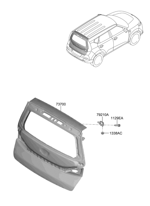 2020 Kia Soul Panel Assembly-Tail Gate Diagram for 72800K0000