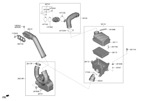 2021 Kia Soul Duct Assembly-Air,RH Diagram for 28220K0300