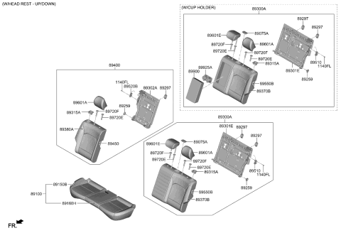 2021 Kia Soul HEADREST Assembly-Rear S Diagram for 89700K0100SQ8