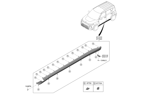 2021 Kia Soul Body Side Moulding Diagram