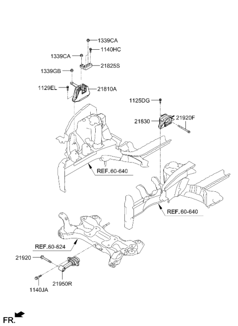 2021 Kia Soul Engine Mounting Bracket Assembly Diagram for 21810M6000