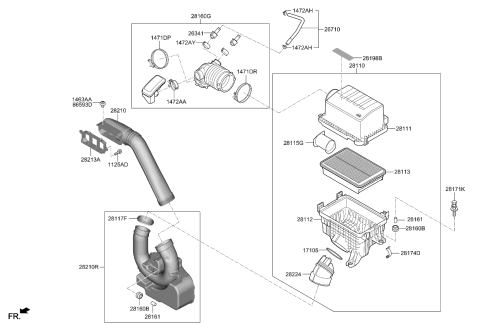 2022 Kia Soul Shield-Air Intake Diagram for 28213K0100