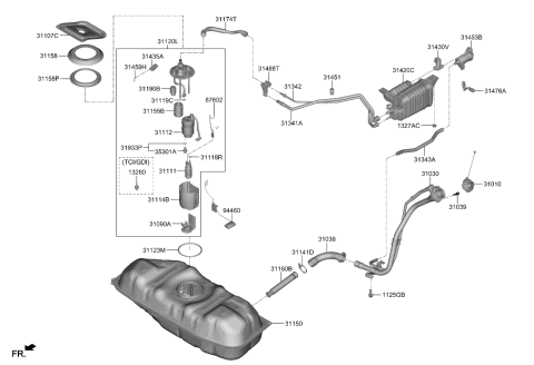 2022 Kia Soul Filler Neck Assembly-FUE Diagram for 31030K0500