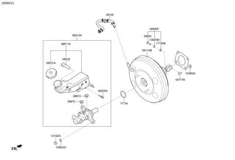 2020 Kia Soul Brake Master Cylinder & Booster Diagram 1