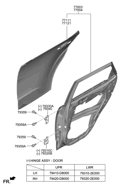 2021 Kia Soul Panel-Rear Door OUTE Diagram for 77121K0000