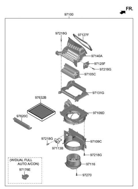 2022 Kia Soul Blower Unit Diagram for 97100K0000