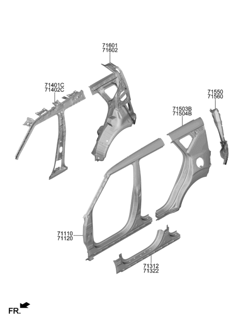 2022 Kia Soul Pillar Assembly-Center I Diagram for 71402K0050