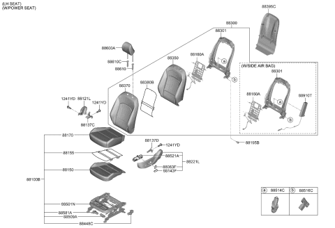 2020 Kia Soul Front Cushion Covering Left Diagram for 88160K0020SK9