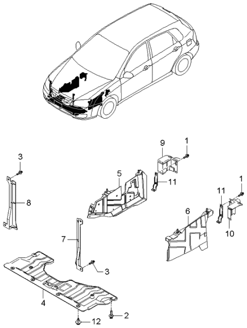 2006 Kia Spectra Mud Guard Diagram