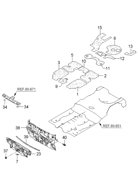 2006 Kia Spectra Isolation Pad & Floor Covering Diagram 1