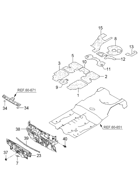 2004 Kia Spectra Isolation Pad & Floor Covering Diagram 1