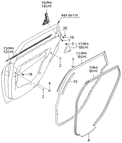 2005 Kia Spectra WEATHERSTRIP-Rear Door Body Side Diagram for 831202F200IM