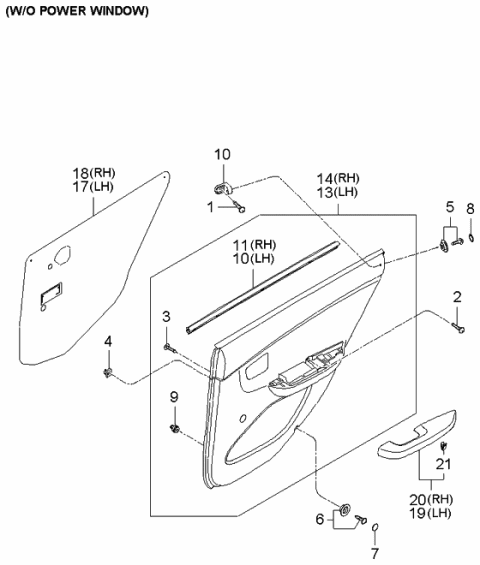 2006 Kia Spectra Rear Door Trim Diagram 1