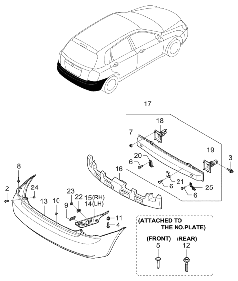 2005 Kia Spectra Beam Assembly-Rear Bumper Diagram for 866302F210