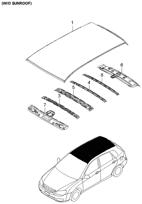 2004 Kia Spectra Roof Panel Diagram 1