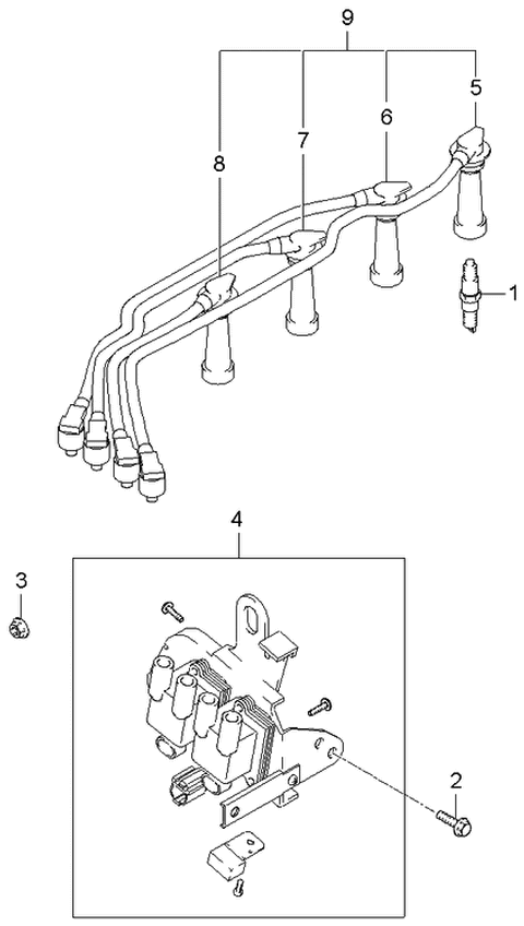 2005 Kia Spectra Spark Plug & Cable Diagram